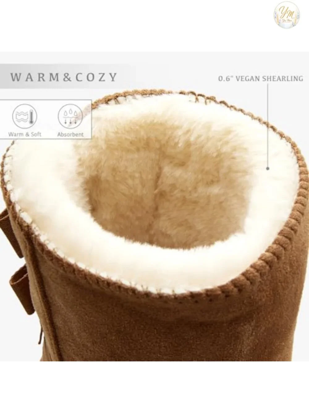 Women's Mid Calf Faux Suede Snow Boots Slip-On Faux Fur Lining Winter